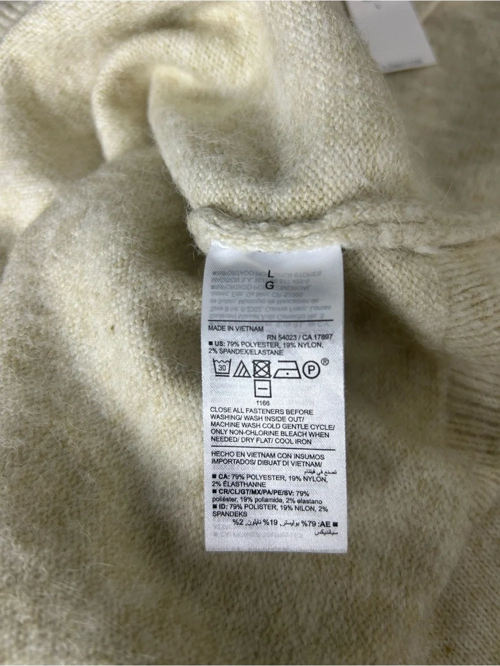 Old Navy Men's Oat Colored Long Sleeve Knit Crewneck Polo Sweater SIZE Large